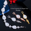 ThreeGraces Shiny Water Drop Cubic Zirconia Elegant Link Chain Bridal Bracelet for Women Luxury Wedding Party Jewelry BR375