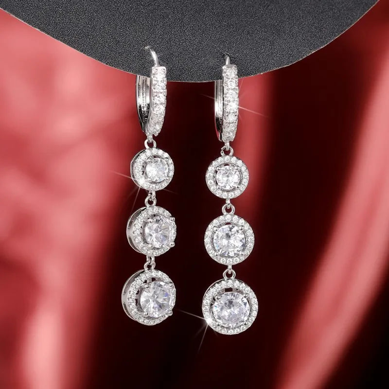 2024 New Bride Engagement Wedding Jewelry Elegant Shiny Mosan Diamond Beautiful Gift Milan Girl Fashion Pendant Earrings