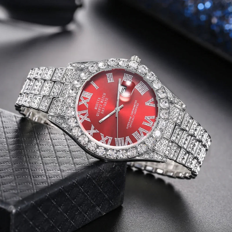 Hip Hop Iced Out Watch Men Luxury Brand Diamond Men's Watches Calendar Quartz Wristwatches Male Clock Gift for Men Drop Shipping