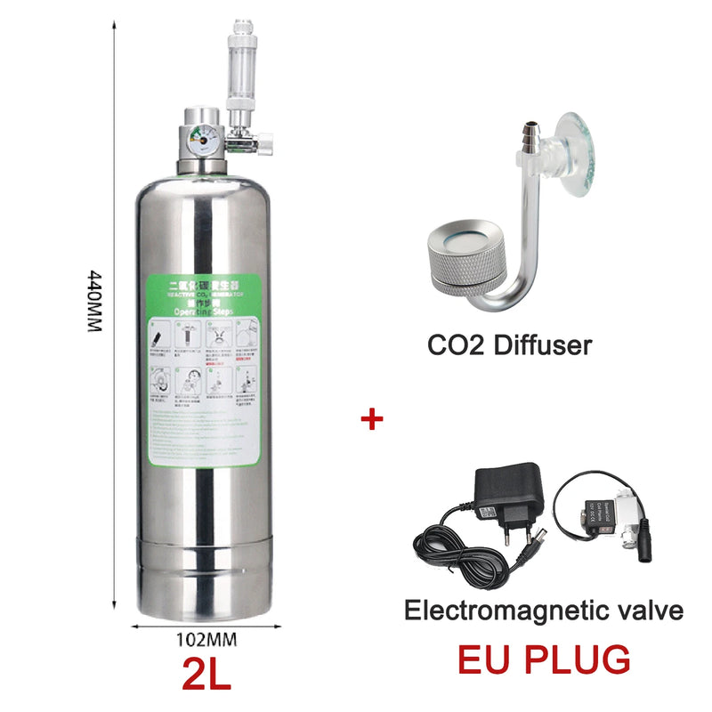 Aquarium CO2 Generator system Kit Stainless Steel CO2 Cylinder Generator System Carbon Dioxide Reactor Kit For Plant Fish