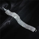Luxury Bling Crystal Rhinestone Bracelets for Women Silver Color Elegant Bridal Wedding Jewelry