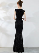 Sexy black maxi summer sequin dress women elegant luxury birthday prom wedding party dress ladies long evening dresses vestidos