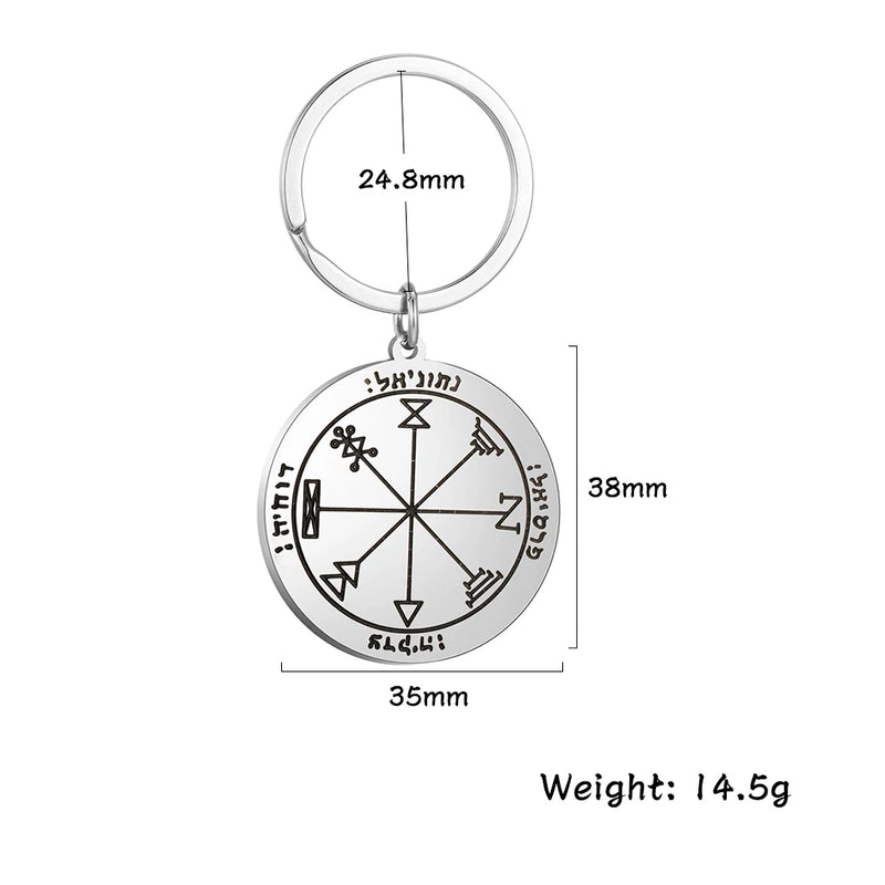 My Shape Vintage Tetragrammaton Wiccan Pentacle Keychain Key Ring Stainless Steel Key Chain Keyholder Amulet Talisman Jewelry
