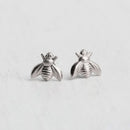 Huitan Dainty Bee Stud Earrings for Women 4 Metal Colors Simple Stylish Girls Ear Piercing Earrings Fancy Gift Statement Jewelry
