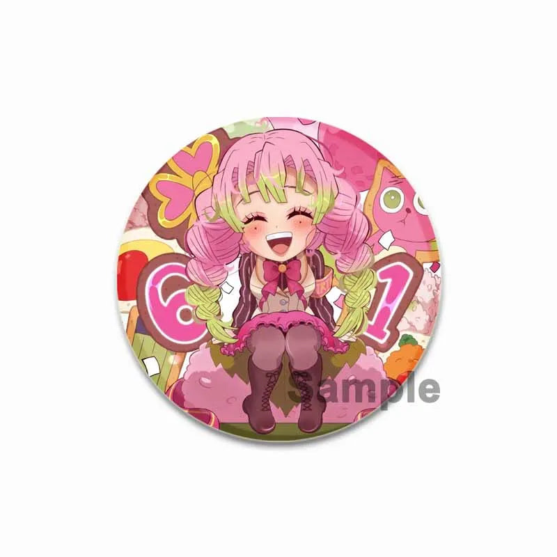 58mm Round Cartoon Brooches Kanroji Mitsuri Pins Anime Badge for Backpack Accessories Hat Decoration HD Print Handmade Gifts