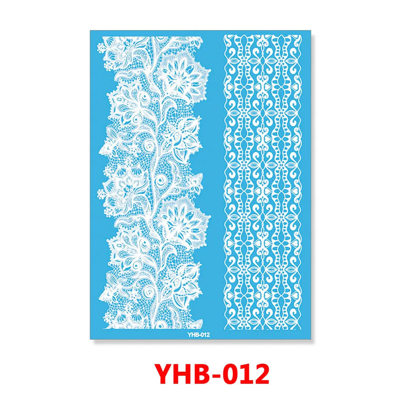 1PC Hanna Lace Tattoo Sticker White Silk Printing Waterproof Disposable Tattoo for Arm Sexy Bracelet