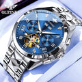 OUPINKE 3240 Automatic Watches Men 44mm Large Dial Tungsten Steel Strap Skeleton Flywheel Mechanical Watch for Men Luxury Watch