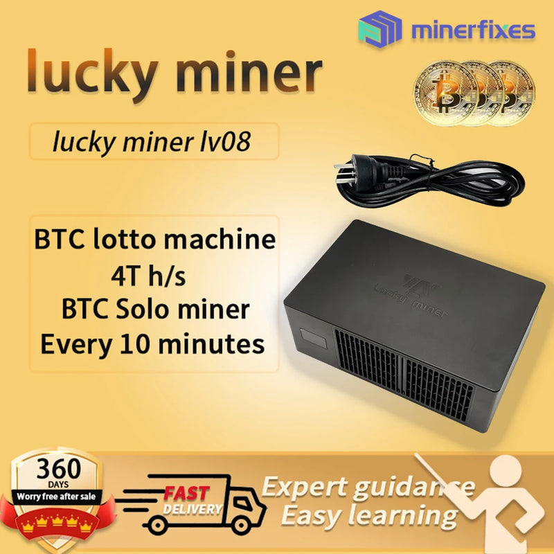 lucky miner lv08 Bitcoin miner crypto miner Solo miner BTC miner BCH BSV DGB WIFI 4TH/S SHA256 BM1366 Asic btc Mining Machine