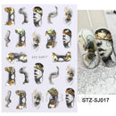 Shiny Maple Geometry Autumn Nail Art Stickers Laser Sector Fall Leaves Decals Cute Squirrel Slider Manicure Decorations CHCJ-076