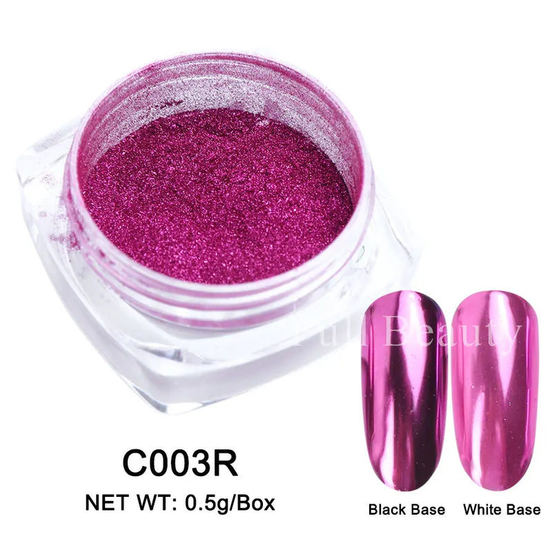 Red Chrome Nail Powder Y2K Metallic Mirror Effect Pigment Fine Rubbing Nail Glitter Flakes Dust Valentine Decorations Manicure