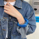 Hyperbole Blue Acrylic Resin Irregular Geometry Square Large Cuff Bracelet Charm Wide Thick Bangle For Women Summer Jewelry Gift