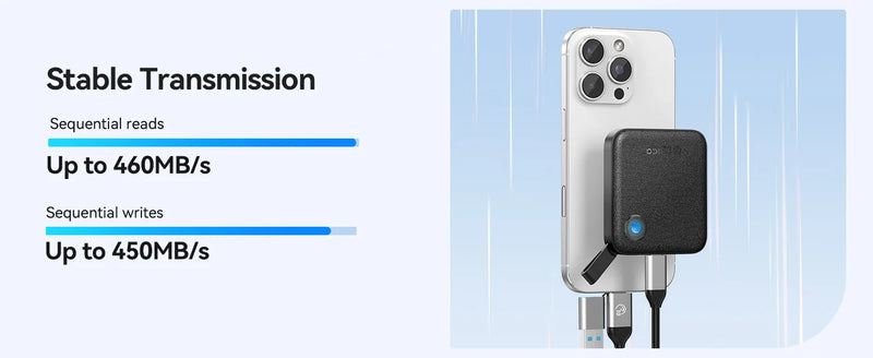 ORICO Portable External Solid State Drive External Hard Drive USB 3.2 Gen2 SSD for iPhone 15/Pro Windows Mac Lightweight