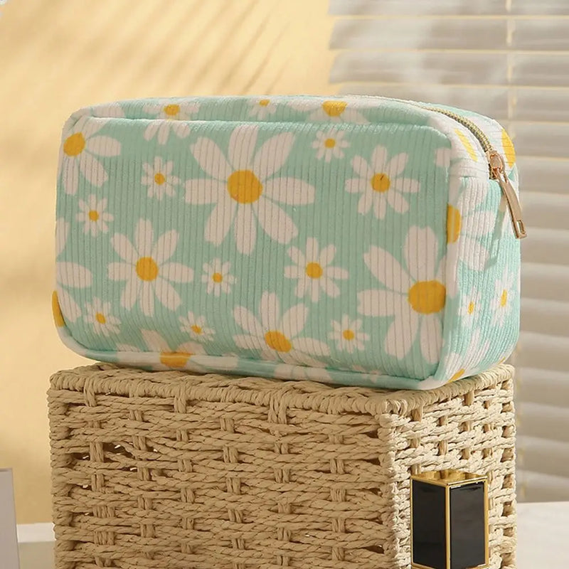 Makeup Brush Skincare Corduroy Makeup Bag Fashion Printed Large Capacity Cosmetic Bags Travel Toiletry Organizer Bag for Women