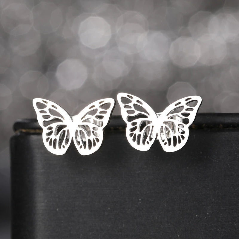 Stainless Steel Earrings 2022 Trend Mini Delicate Delicate Butterfly Charms Fashion Stud Earrings For Women Jewelry Party Gifts