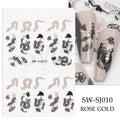 3D Snake Laser Stickers for Manicure Black Gold Abstract Leaves Luxury Nail Art Adhesive Slider Polish Decor Decals SASW-SJ