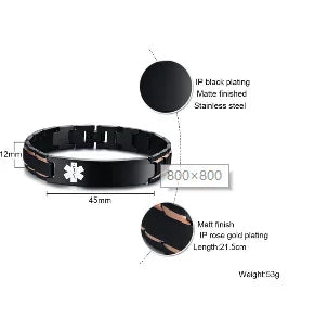 Men Personalized Custom Engrave ID Bracelets Stainless Steel Link Chain Medical  Bracelet