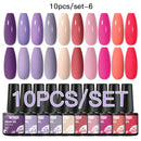 Mtssii 10PCS Reflective Gel Nail Polish Set Fluorescent Glitter Semi Permanent Hybrid Gel Varnish Soak Off UV Lamp For Manicure