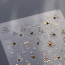 1Pcs Luxury Gold Christmas Nail Decorations Stickers Press on Nails 5D Laser Snowflake Christmas Tree Nail Art Sticker Decal DIY