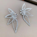 Luxury Fashion Exaggerated Zircon Maple Leaf Flower Stud Earrings for Women Personality Statement Jewelry Gift pendientes mujer