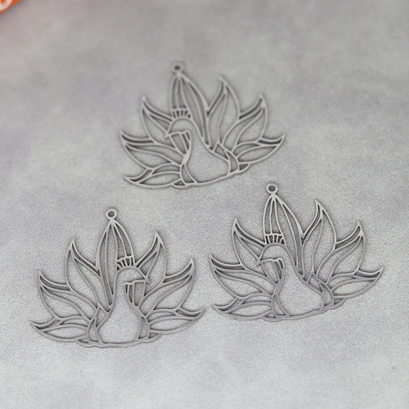 Cute Cat Moon Bear Deer DIY Tassels Earrings Stainless Steel Pendant For Jewelry Making Insect Charms Snake Necklace Accessory