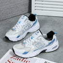 Women Mesh Flat Shoes Autumn New Fashion Tennis Women Fashion Thick Soled Lace Up Casual Breathable White and Black Sneakers