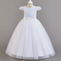 Puffy Girls Party Dress Elegant Kids Wedding Gala Prom Gown Sequin Bow Children Birthday Princess Dress For Girl Clothes 5-14Yrs