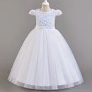 Puffy Girls Party Dress Elegant Kids Wedding Gala Prom Gown Sequin Bow Children Birthday Princess Dress For Girl Clothes 5-14Yrs