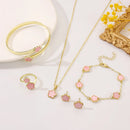 Five Piece Set Five-leaf Clover Multi-Color Set Bracelet Ring Necklace Earring Women Couple Holiday Gift Set Party Daily Jewelry