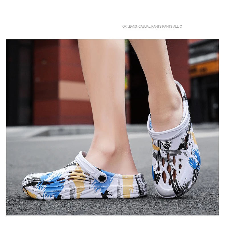 Summer Men Sandals Light EVA Men's Casual Shoes Hole Shoes Clogs Lovers Home Garden Outdoor Male Beach Flat Slippers Big Size 49