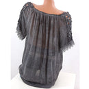 Sexy V Neck Lace Patchwork Loose T-shirts Summer Female See Through Sand Beachwear Tee Shirt Tops ARJ-05