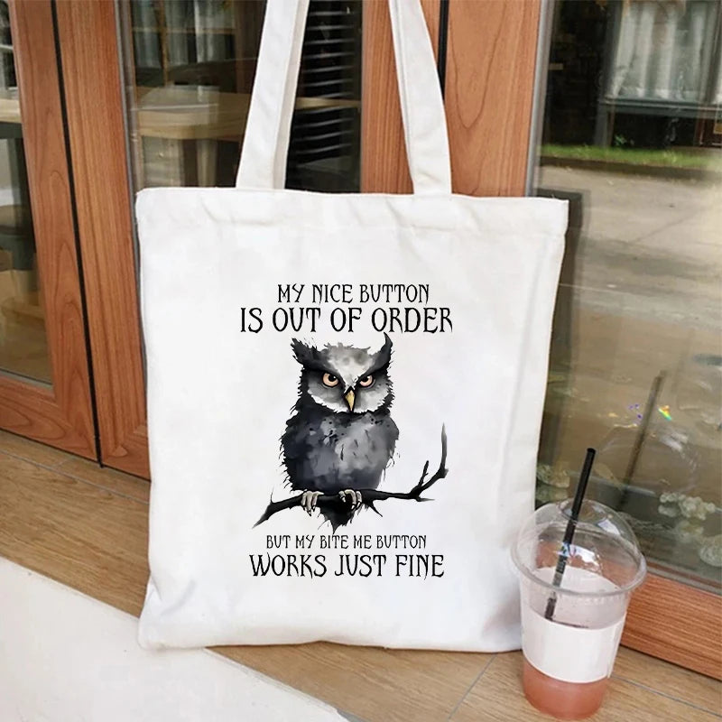 Animal Joke Graphic Tote Bag Ladies Shopping Bag Cat Aesthetic Reusable Canvas Shoulder Bag Stylish Student Shoulder Handbag