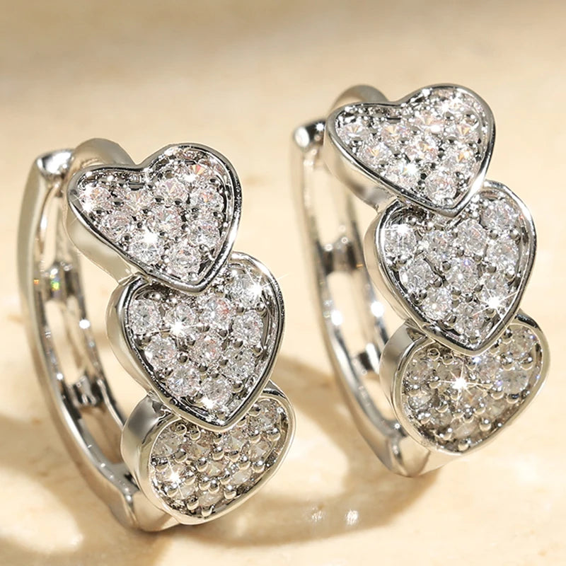 Luxury Cubic Zirconia Gold Color Zircon Hoop Earrings For Women Luxury Circle Crystal Girls Party Jewelry