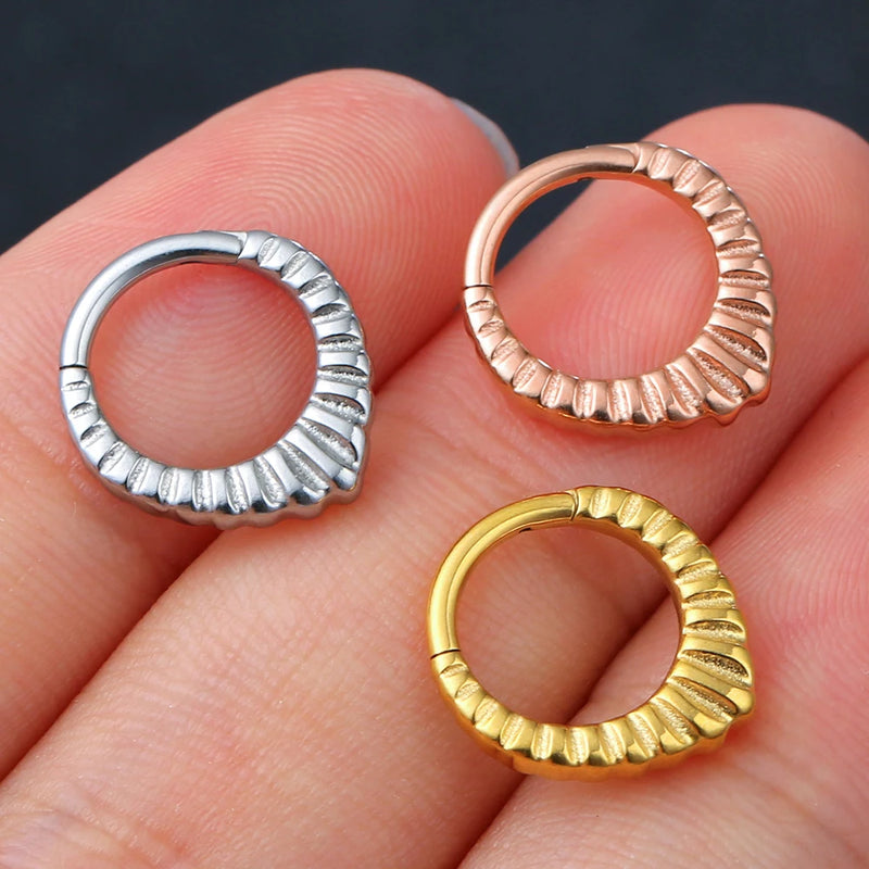 Casvort 1PCS Septum Rings Clip 316L Surgical Stainless Steel Nose Rings Tragus Helix Hoop Piercing Women Body Jewelry New Gift