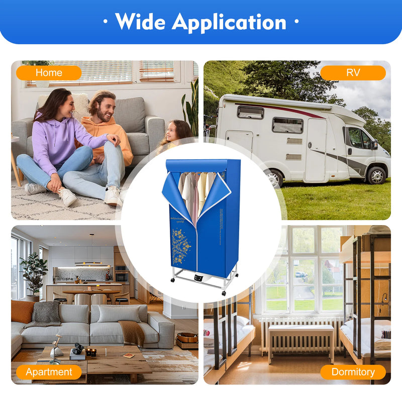 Electric Clothes Dryer Cabinet Portable Hot Air Dryer Foldable Heating Ventilation Wardrobe Heating with Remote Control