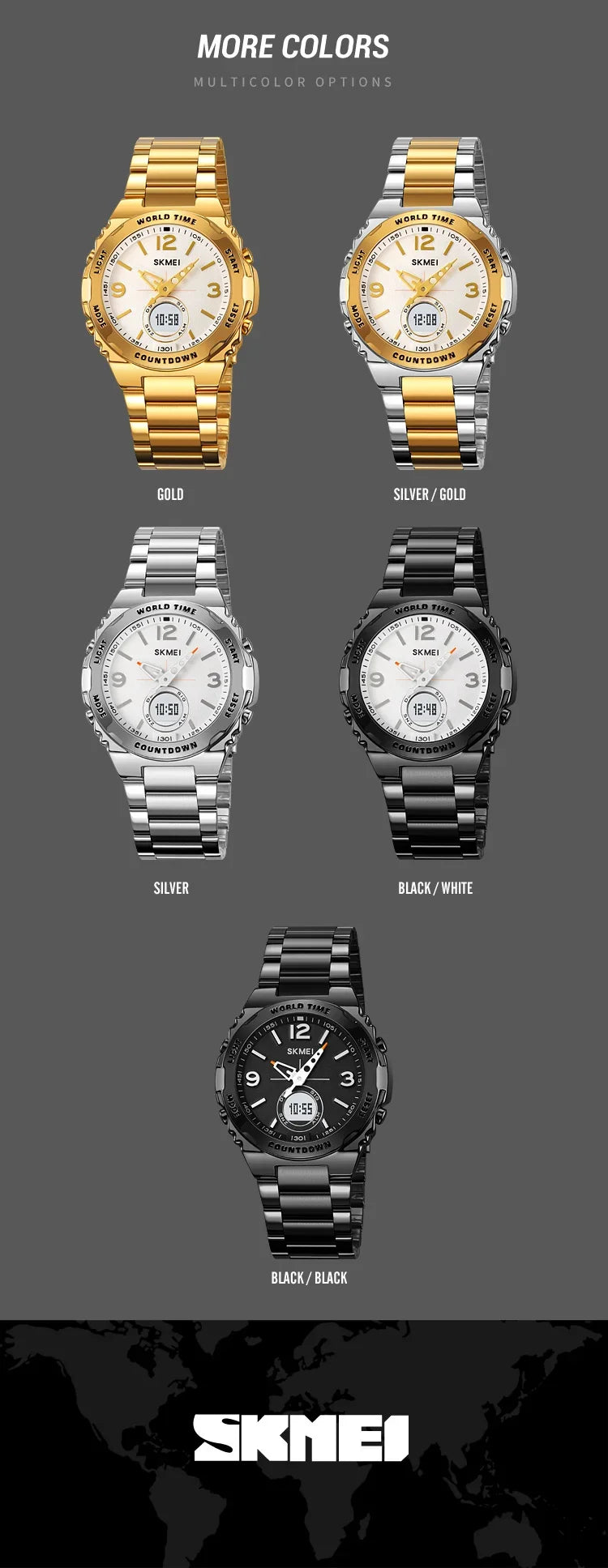 Reloj electrónico SKMEI 2310 resistente al agua para hombre, reloj de pulsera digital de acero inoxidable, reloj de lujo para hombre, reloj con movimiento, reloj para hombre