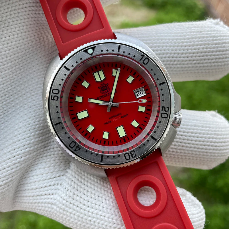 STEELDIVE SD1981 Steel Bezel Super Luminous AR Sapphire Glass NH35 Automatic 200m Waterproof Mens Dive Watch with Milled Clasp