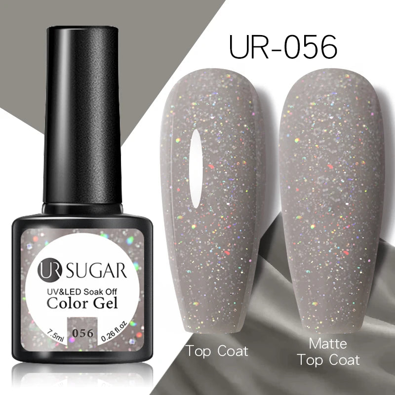 UR SUGAR - Esmalte de uñas en gel semipermanente rosa nude con purpurina, color sólido, 7,5 ml, para manicura semipermanente UV LED
