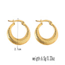 Women's Embossed Stainless Steel Hoop Earrings, Electroplated Gold Color Non Fading Earrings, Exquisite Jewelry Accessories