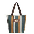 Casual Striped Canvas Zipper Large Capacity Shoulder Bags 2025 High Quality Sense of Luxury Color Matching Handbags for Women