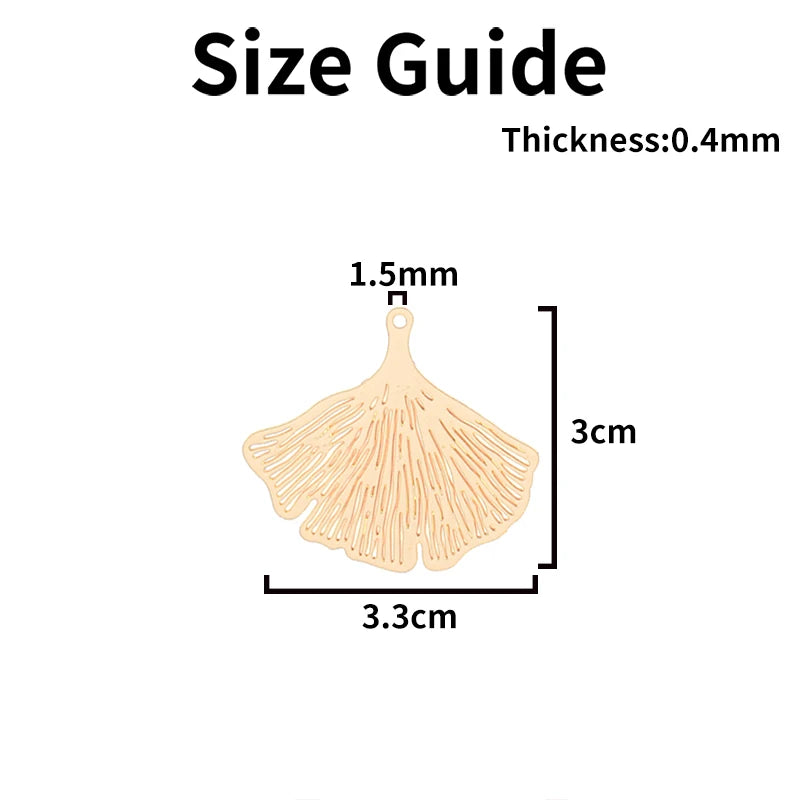 10pcs 33*30mm Hollow Ginko Leaf Charms Brass Filigree Leaf Pendant for Jewellery Parts B3810