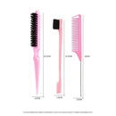 3Pcs Slick Back Hair Brush Set Teasing Hair Brush Triple Teasing Comb Rat Tail Combs Edge Brush Hair Tail Tools Braid Tool Loop