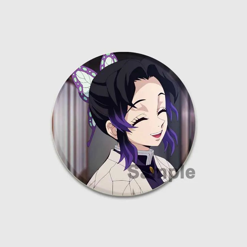 58/32/44mm Anime Demon Slayer Round Brooches Cartoon Lapel Pins Cosplay Badges Backpack Clothes Bag Jewelry Accessories Gifts