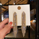 2023 Luxury Women's Earrings Rhinestone Fringe Hanging Zircon Earrings New Shiny Wedding Statement Party Jewelry Gifts