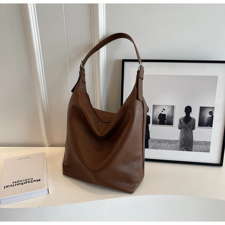 Women's Armpit Hobos Shoulder Bag Black Stylish Female Large Pu Leather Commuter Bags Quality Aesthetic Ladies Original Handbag