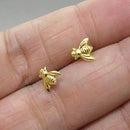 Huitan Dainty Bee Stud Earrings for Women 4 Metal Colors Simple Stylish Girls Ear Piercing Earrings Fancy Gift Statement Jewelry