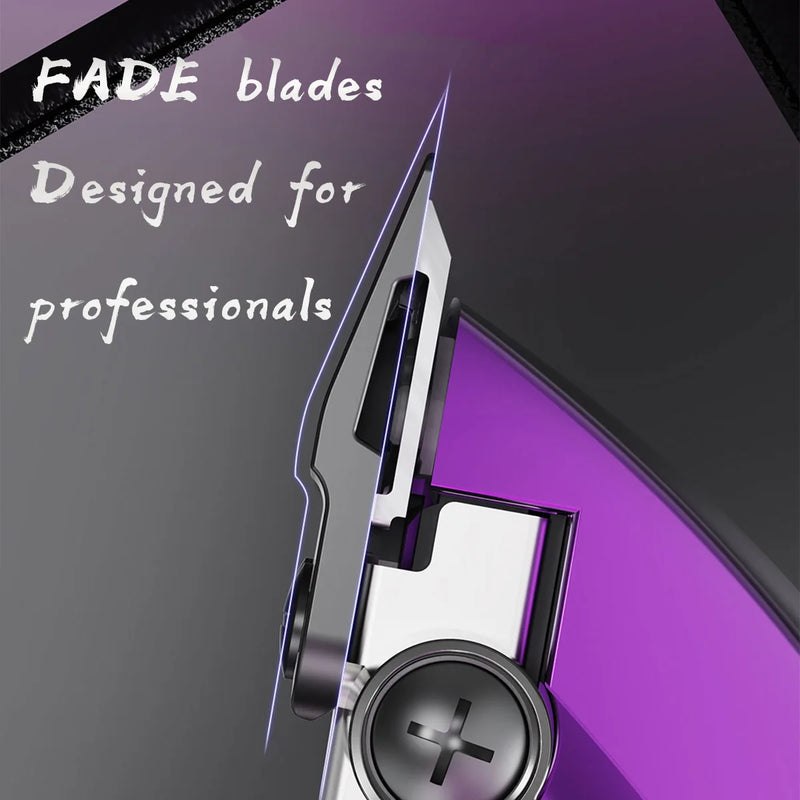 Cortadora de pelo eléctrica profesional KULILANG R77F con cabezal de aceite degradado, color morado, cuchilla FADE chapada en titanio, 7200 rpm, para peluquería