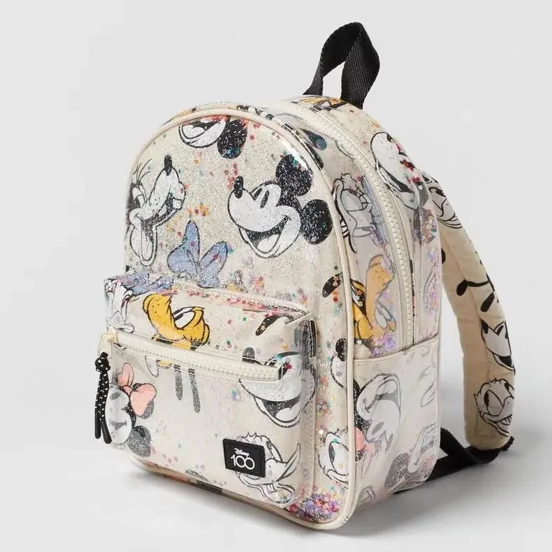 Disney Mickey Mouse Cartoon Fashion Backpack Women's Minnie Canvas School Bag Fashion Large Capacity Backpack Girls Mochila