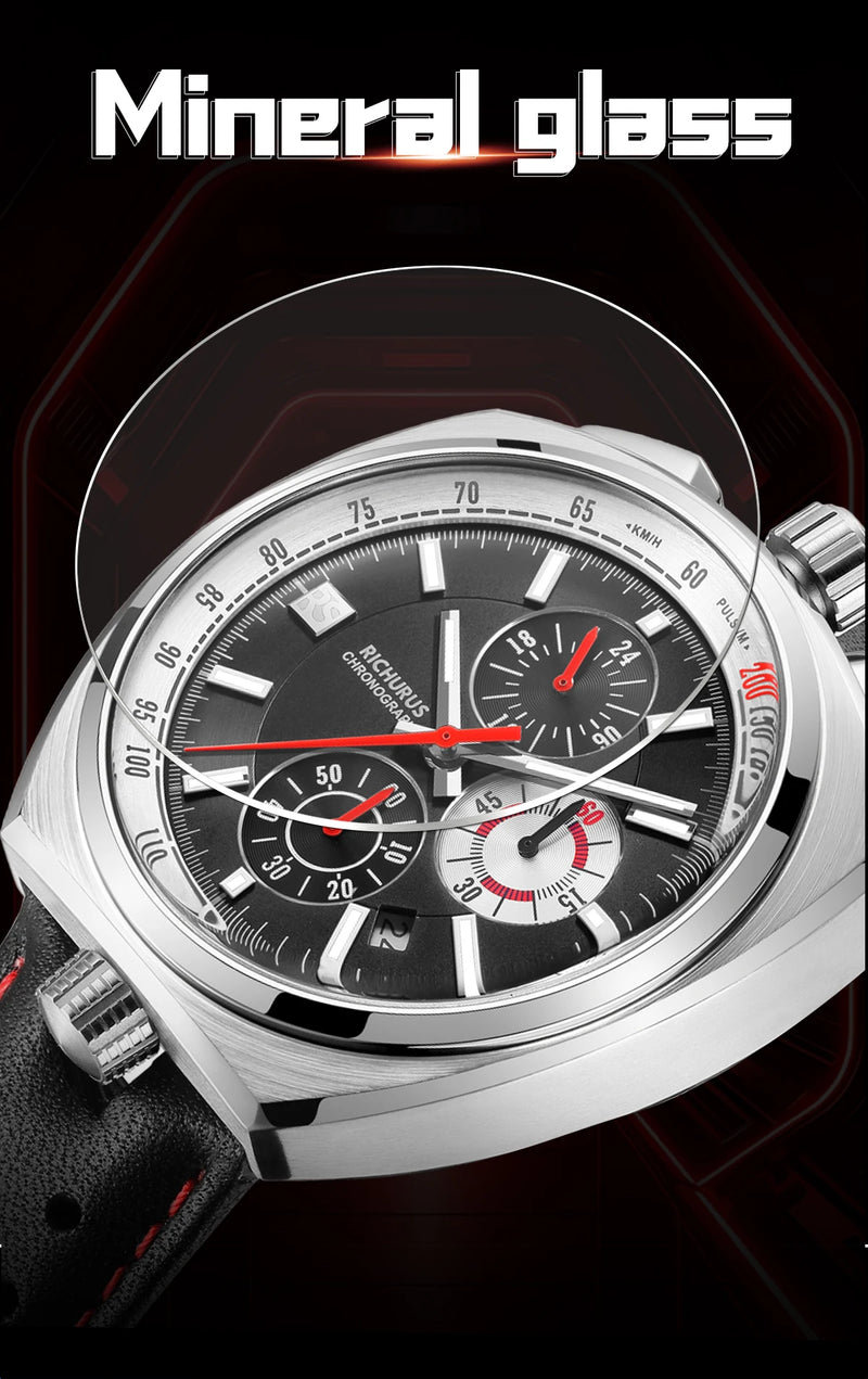 New Luxury Men Watches Multi-functional Sports Chronograph Stainless Steel Case 5ATM Waterproof Quartz Wristwatch Montre Homme