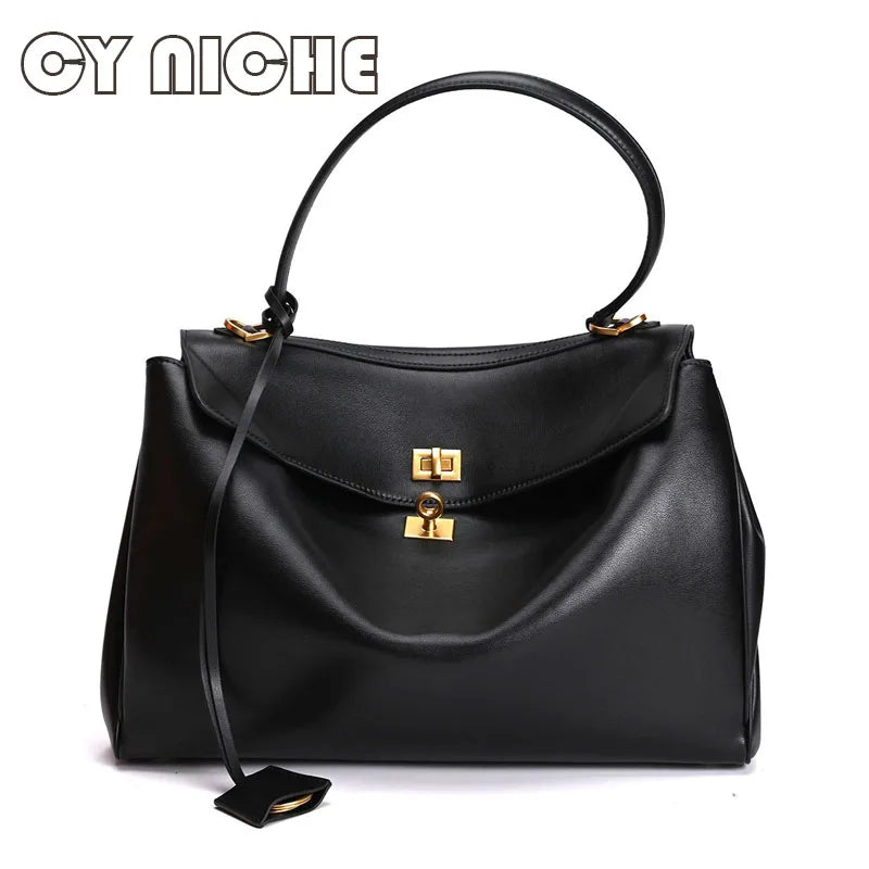 CY NICHE2024Genuine Leather Women's Tote Bag Lazy Bag Rodeo Briefcase Handbag Underarm Bag Large Capacity Crossbody Shoulder Bag