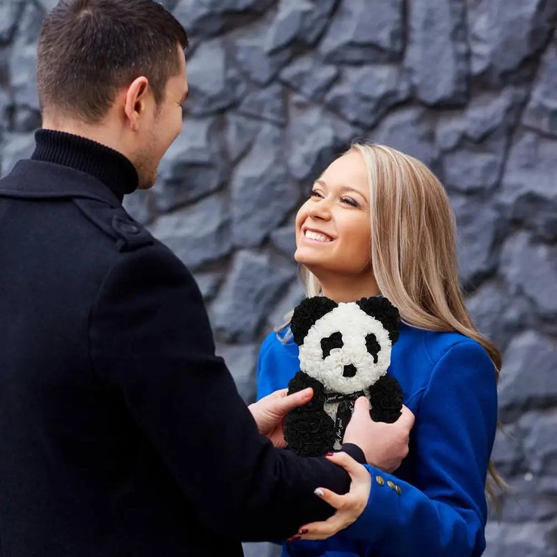 Forever Artificial Flowers Rose Panda Bear Girlfriend Valentines Day Anniversary Christmas Gift Birthday Present Wedding Decor